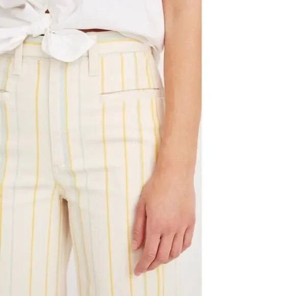 Madewell Pant Emmett Tall Wide Leg Crop Stripe NWT - Picture 3 of 10